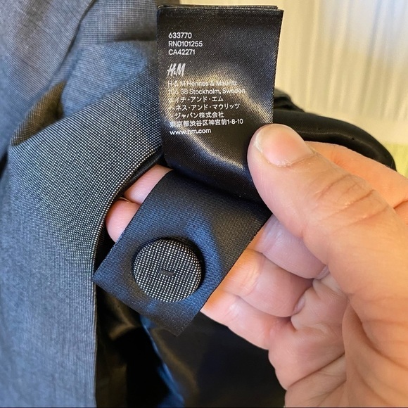 H&M Career Dress Tie Waist Button Detail Gray Sz 8 - Picture 7 of 11